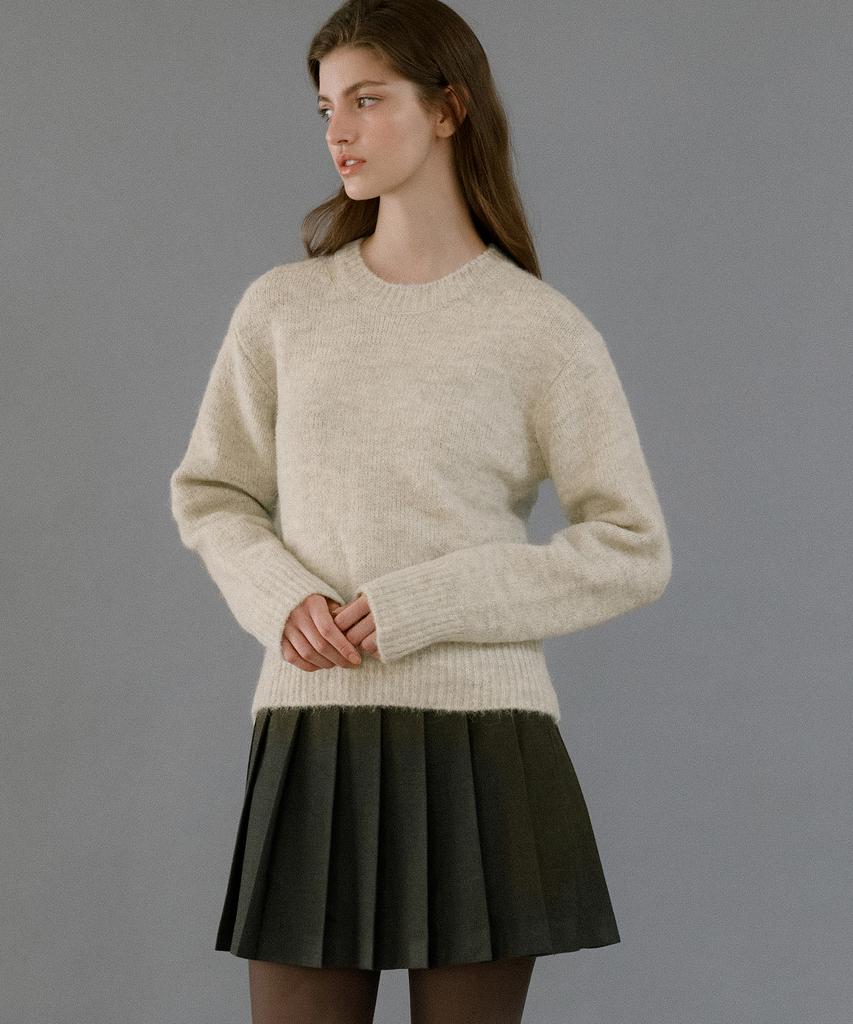 LETTERA Round Neck Alpaca Knit_3Color