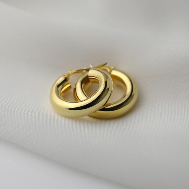 925 стерлингового серебра массивные серьги-кольца для женщин круглые серьги-трубки повседневные украшения для вечеринок