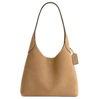 Brooklyn 28 Logo Plaque Suede Tote Bag Women Tote Bags Beige CW637-B4SN