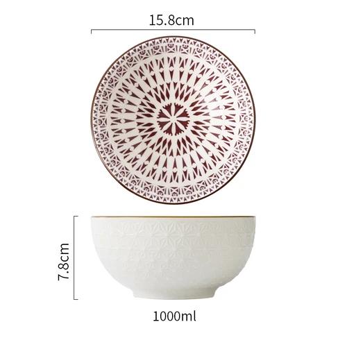 1Pcs Japanese tableware ceramic bowl single student dormitory bowls fruit salad soup rice net red noodles bowl zero waste