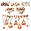 Static Cling Window Decals Autumn Maple Leaf And Lantern Sticker, Double Sided PVC Waterproof Harvest Theme Wall Stickers Decals, Removable