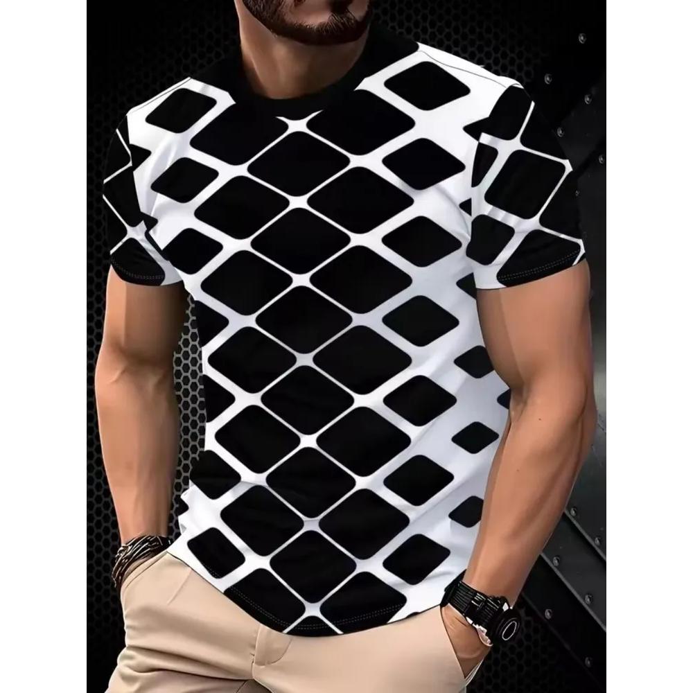 Fashion Versatile Men's Striped Printed Top Short Sleeve Casual Comfortable T-Shirts Men’s
