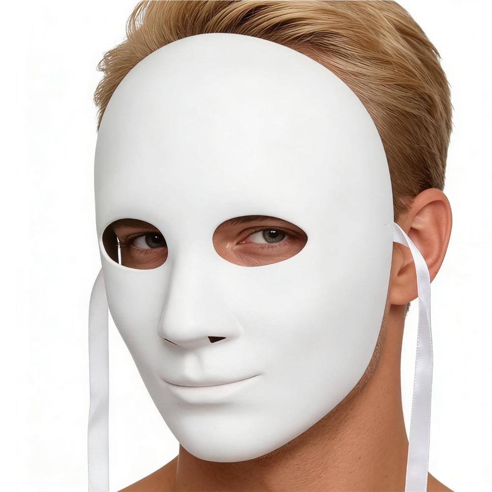 DIY Blank Face Mask Cosplay White Hand-Painted Doodle Thicken Plastic Masks Carnival Masquerade Halloween Party Costumes Props