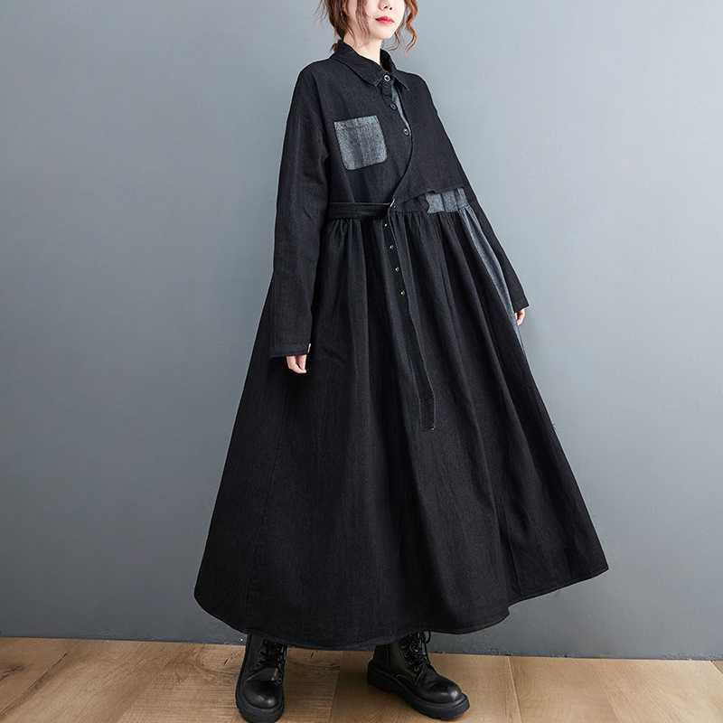 Women`s Long Sleeve Maxi Dress Turn