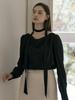 Peulomdeimomeonteu Rev Drape Ribbon Blouse_Black