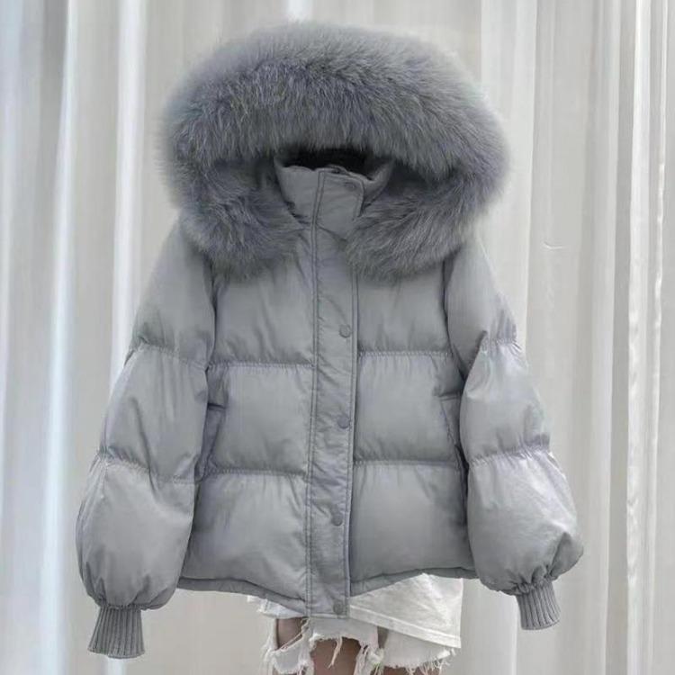 Winter Women Oversize Down Jacket Faux Fur Hooded Parka Thick Padded Coat Korean Old Money Style Warm Outwear Overcoat