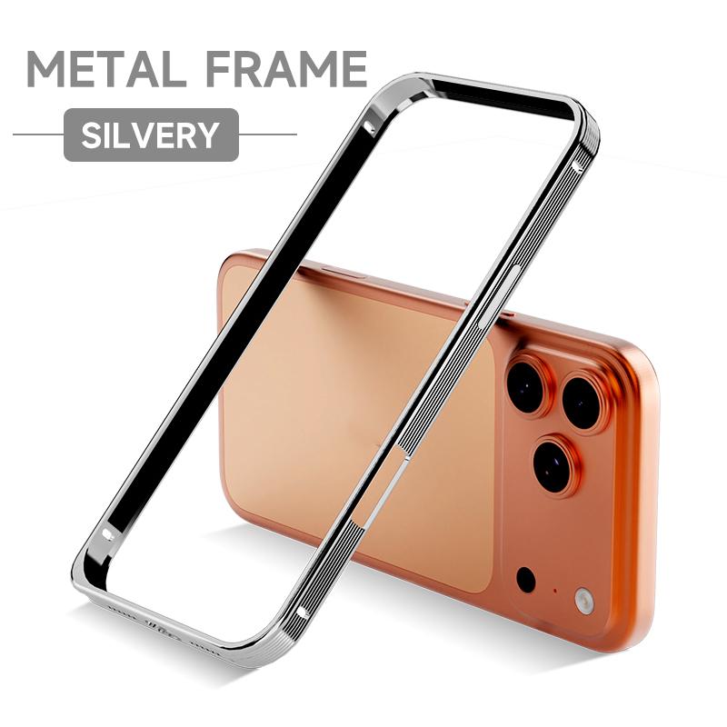 

Metal Anti-Slip Phone Case For iPhone 17 Pro Max /16/15/14/13 Pro Max With Heat Dissipation Border Buckle Bare Phone Feel Frame iPhone17 серебряный