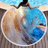 Blue Sea Wave Round Beach Towel with Tassels, Microfiber Beach Blanket Absorbent Quick Dry Soft Pool Towel Portable Picnic Ma