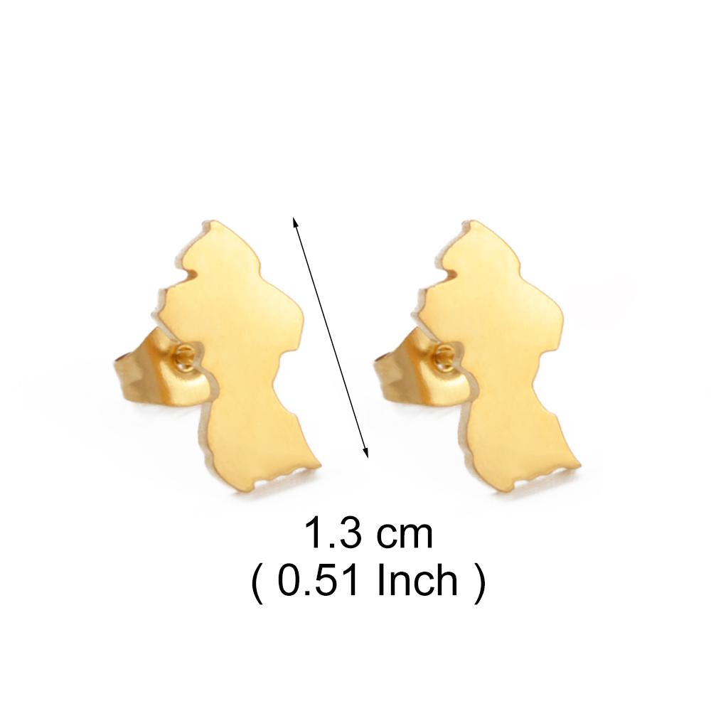 Anniyo 1.3cm Cooperative Republic of Guyana Map for Women Girls Stainless Steel South America Jewelry #003462