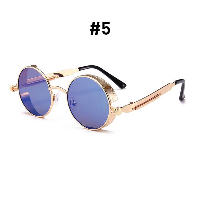 Модные круглые готические солнцезащитные очки в стиле стимпанк в стиле ретро — винтажные — фото 10