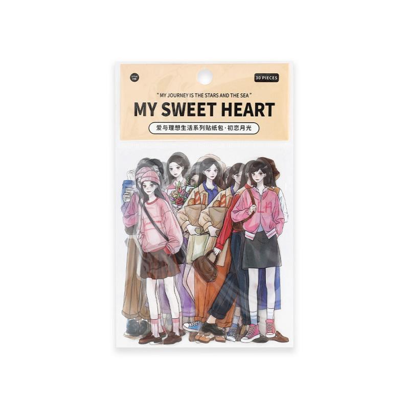 30-Piece Youth Girl Theme Character Sticker Pack, Cute Teenage Girl Images & Fresh Styles, for Journal & Diary Decoration