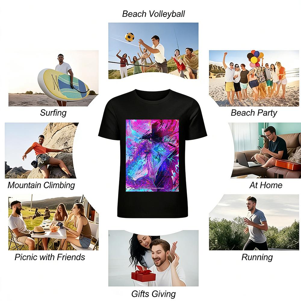 Cyberpunk Style Soul Embrace Printed Couple T-Shirts Trendy Neon Tone Loose Casual Short Sleeve Tops Pure cotton T-shirt