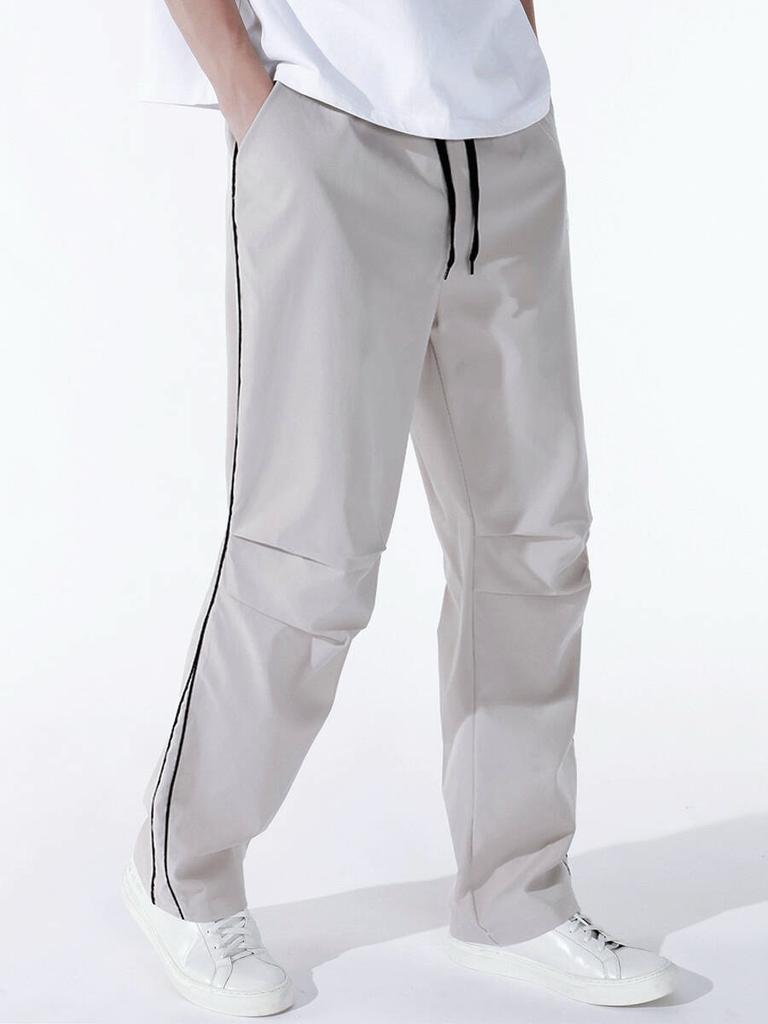 Summer Men's Black Track Pants with Stripes - Casual Sportswear Breathable Comfortable Ideal for Gym Streetwear and Daily Use