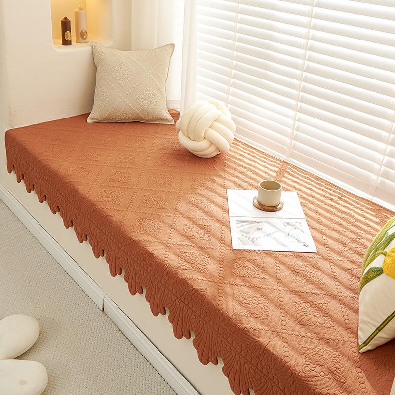 French Retro Pure Cotton Fabric Bay Window Mat Bedroom Balcony Window Sill Card Seat Non-Slip Mat Tatami Mat Sofa Cushion