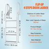 SucceBuy 3/4/5 Steps Flip Up Dock Ladders Firmness Durability Boat Boarding Ladder with Rubber Mat for Pool Marine Kayak Canoe