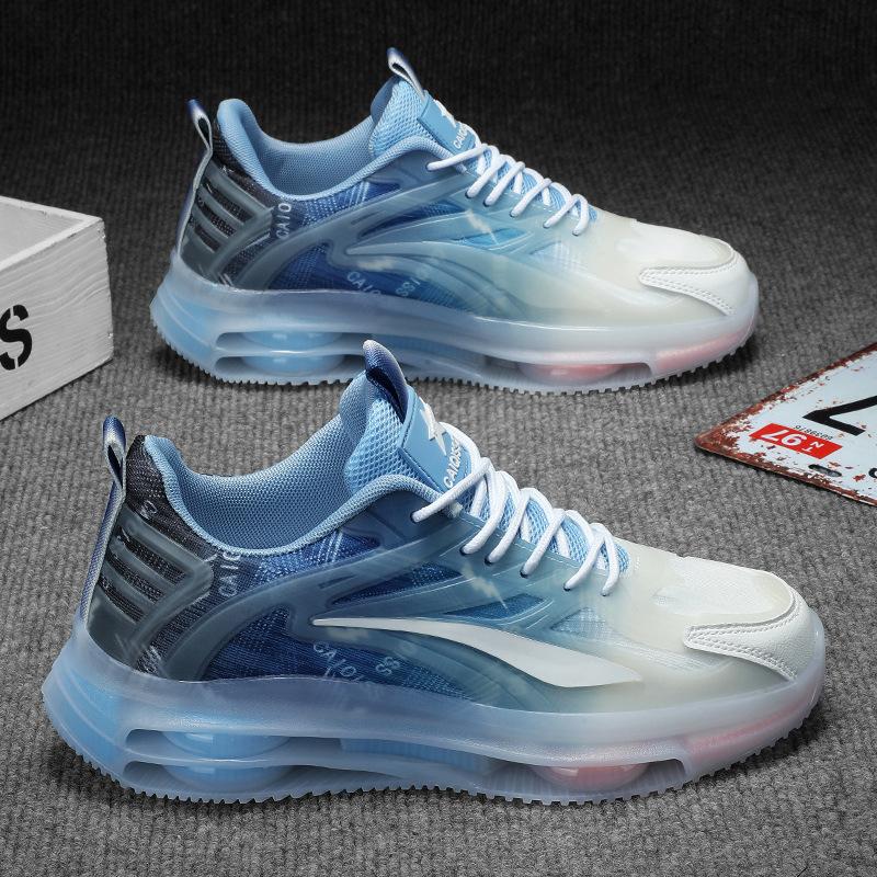 

Sports men s shoes autumn trend versatile breathable running shoes mesh air cushion jelly sole shock absorption rebound heightening sports shoes 44