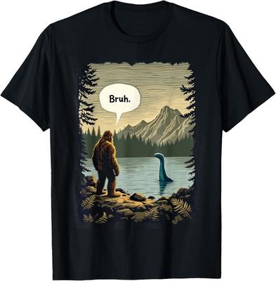 Funny Introvert Bigfoot Sasquatch Loch Ness Monster Bruh  S-5XL Unisex T-Shirt