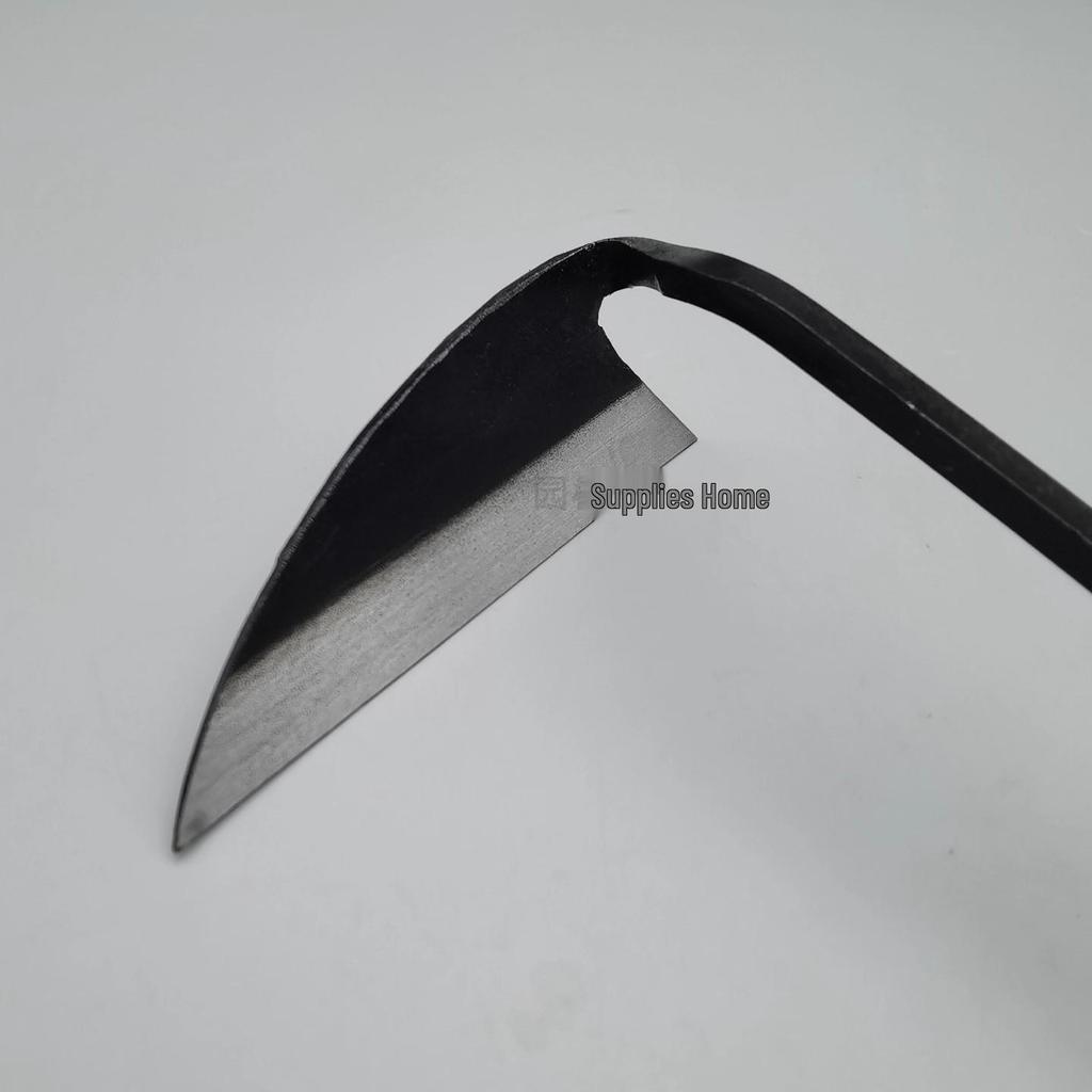 Ke Wood Full Steel Long Neck Bent Handle Sickle Hoe for Weeding and Cutting Wild Vegetables and Chives
