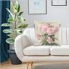 1Pc Square Decorative Throw Pillow Case Cushion Cover Vintage Pink Rose Floral Pillowcase Home Decor, (No Pillow Core)