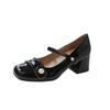 Mary Jane Women's Shoes Gentle French Retro Evening Breeze Summer Thick Heel Red High Heels Women's New 2025