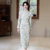 Blue velvet national style Suzhou long-sleeved improved cheongsam winter thick women's new Chinese 1011 new retro autumn and winter