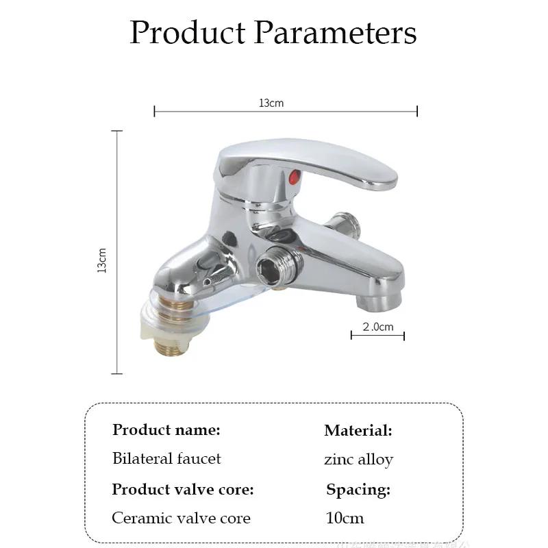 Zinc Alloy Two-Hole Bathroom Faucet Deck Mounted Ceramic Cartridge Cold Water Tap 10Cm Center Distance