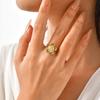 Open Adjustable Flower Ring, Stainless Steel 18K PVD Gold Plated, Waterproof Tarnish Free Trendy Floral Jewelry Gift for Women