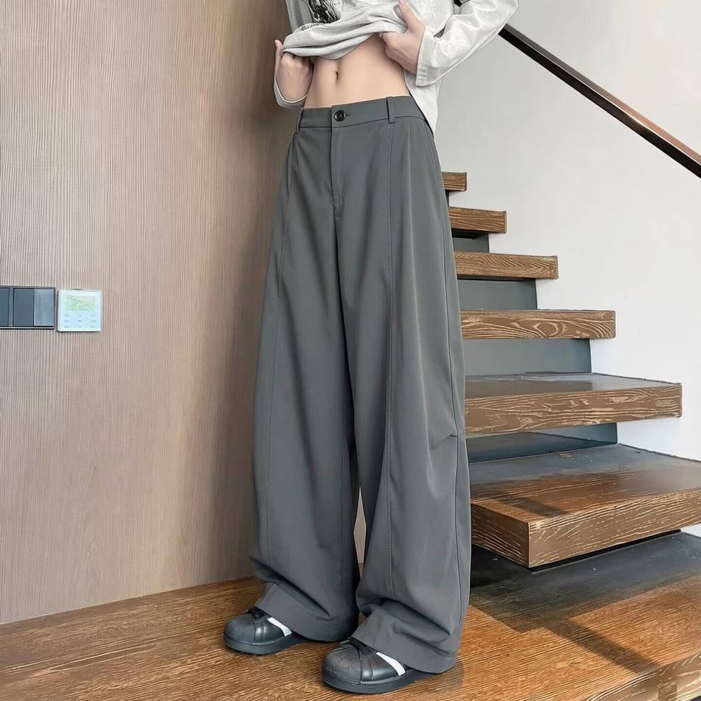 Premium Commuter Pleated Wide-leg Scimitar Casual Pants Men's Spring and Autumn Retro Drape Thin Pants Tide