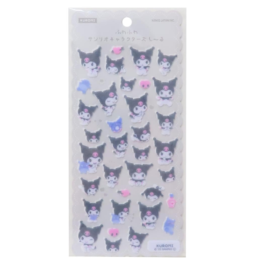 Kuromi Fluffy Sanrio Characters Sticker Sanrio [Sticker Sheet] чёрный