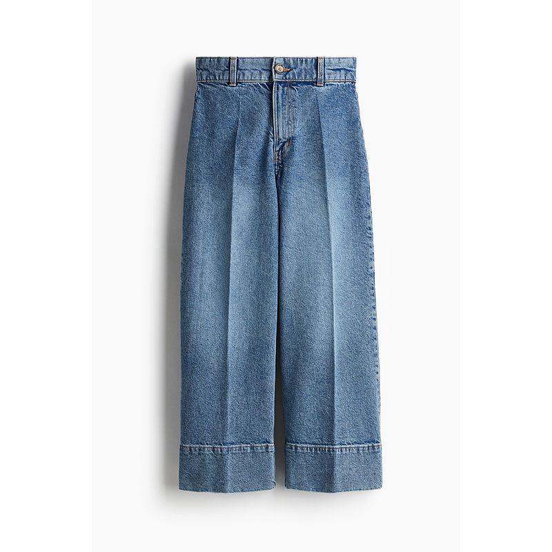 

HM Women s Jeans 2025 Autumn New Arrival Tannin Straight High Waist Loose Nine Points Washed Loose Pants 1273640 Light Denim Blue 003 155/60
