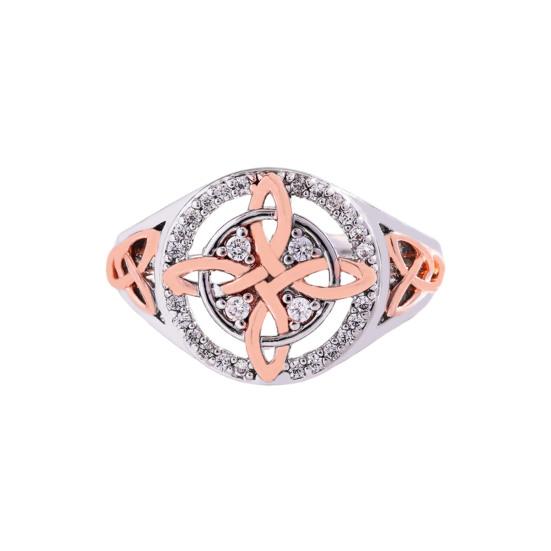 Women Ring Handmade Wizard Knot Finger Ring with Cubic Zirconia Spiritual Guidance Ring Statement Jewelry Gift