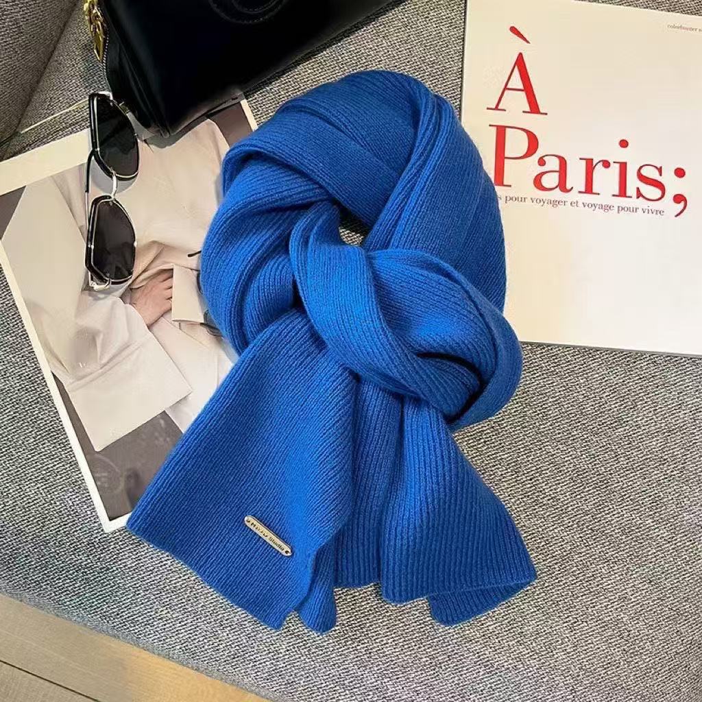

Жіночий шарф однотонний потовщений вітрозахисний теплий універсальний шарф повсякденний зимовий для вулиці велоспорту довгий синій