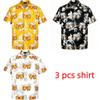 Summer Fashion Beer Hamburger Cat Printing Shirt Hawaiian Beach Vacation Clothing Men's Street Style Shirt Daily Men's and Women's Shirt