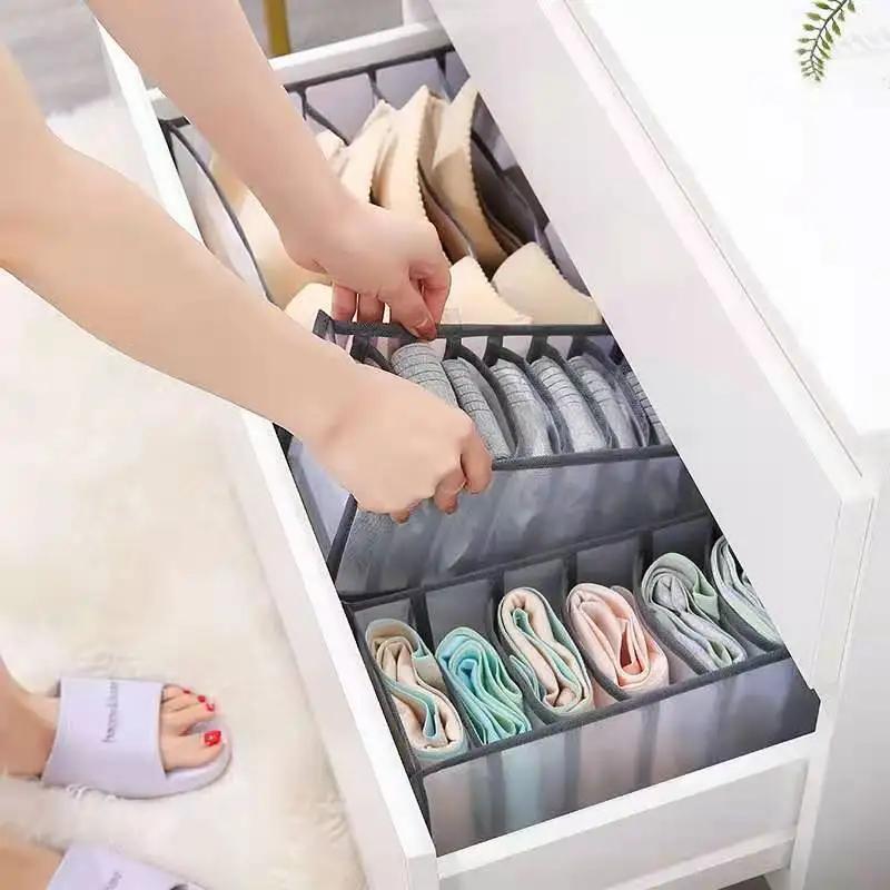 3pcs/set Foldable Underwear Storage Box Panties Socks Organizer Wardrobe Pants Clothes Underwear Drawers Separator Divider Boxes