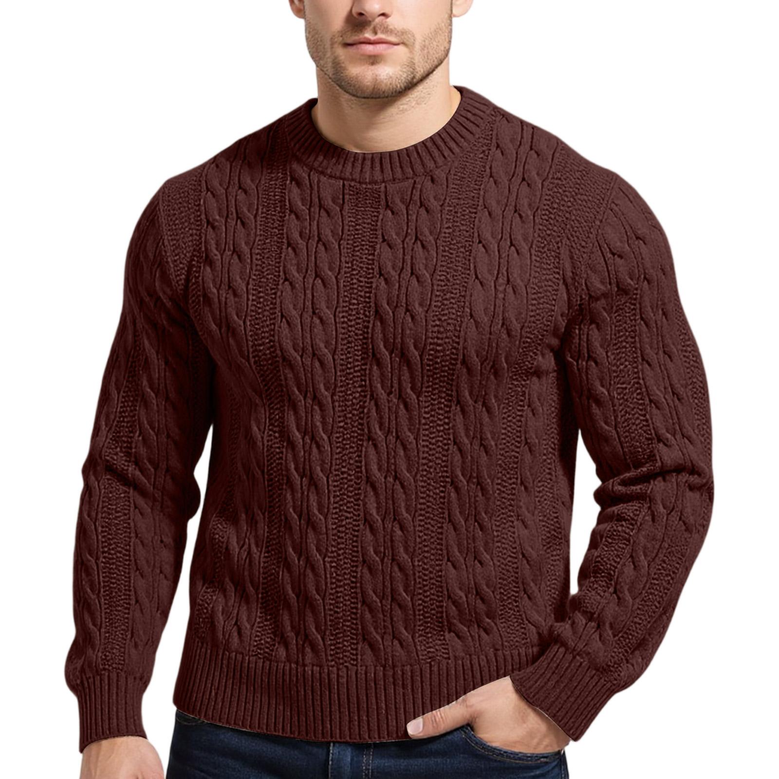 

Men s Texture Twisted Flower Process Round Neck Thickened Pullover Knitted Sweater Sweater XXXL