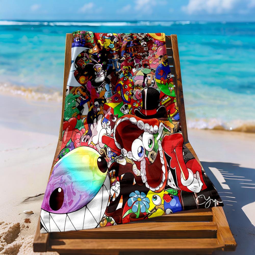 Digital Circus Beach Towel High Absorbency Quickdry Comfortable Lightweight Portable For Swimmingbeachcamping Travel Beach Accessoriesgym