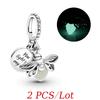 Summer Glow-in-the-dark Firefly Charm Pan Bracelet DIY Silver Gold Plated Women Jewelry Gift for Her
