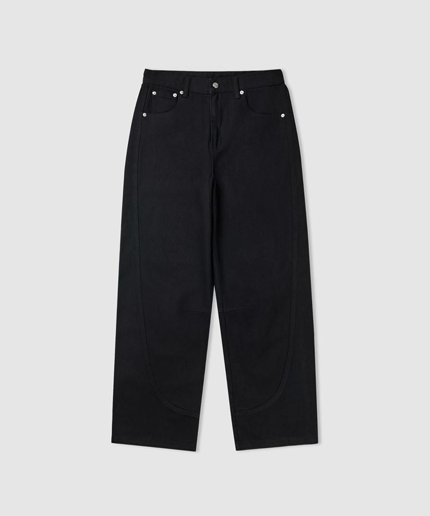 Eoneolleokodeuumeon Low Curved Wide Pants (3 Colors)