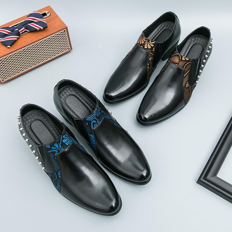 Fashion Men Business Dress Shoes Casual Comfortable Breathable Height Increasing Fashionable Pointed Leather Shoes Banquet Shoes 38-46