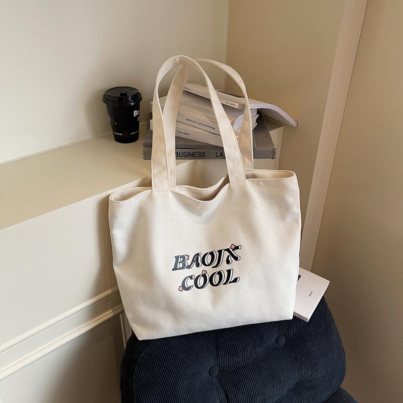 Embroidered canvas bag large-capacity bag women's summer new high-end commuter shoulder bag tote bag