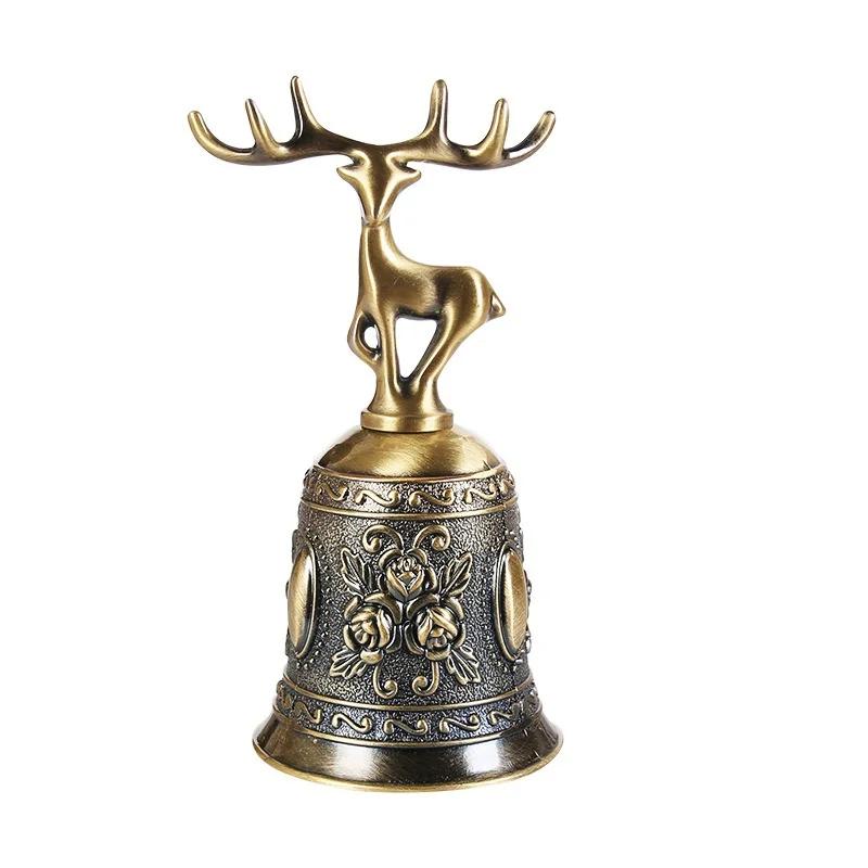 Deer Bells Roses Hand Bells Reindeer Hand Christmas Gifts Engraved Antique Church Bronze Bell Creative Home Decoration