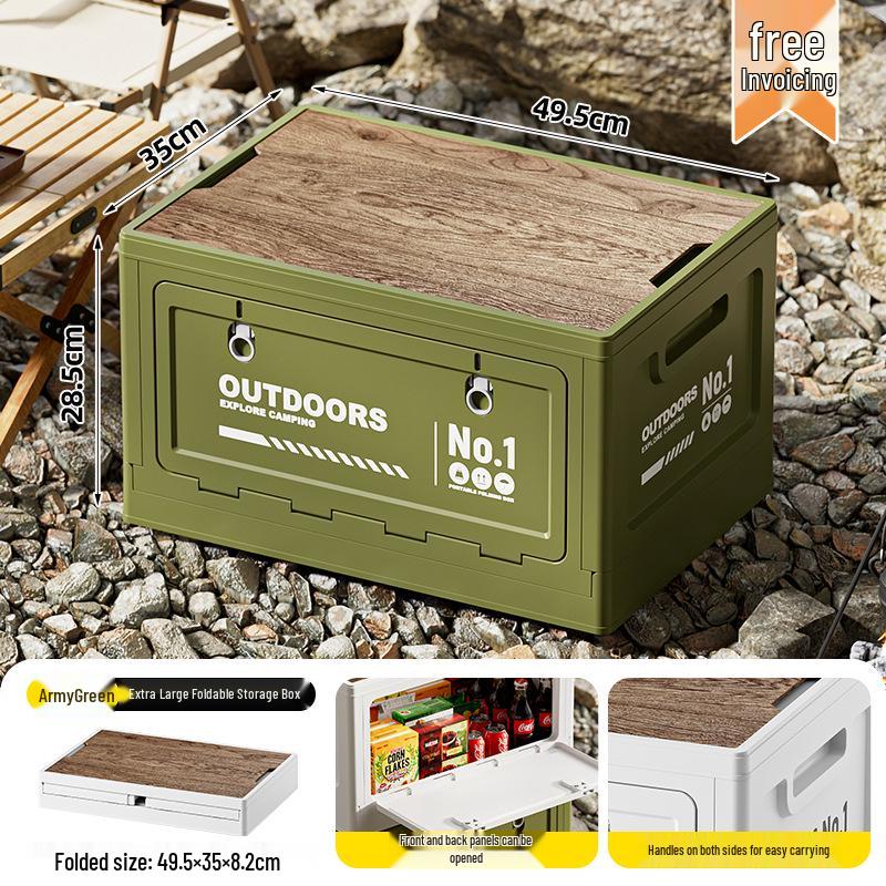 Folding Wooden Picnic Table & Car Trunk Organizer