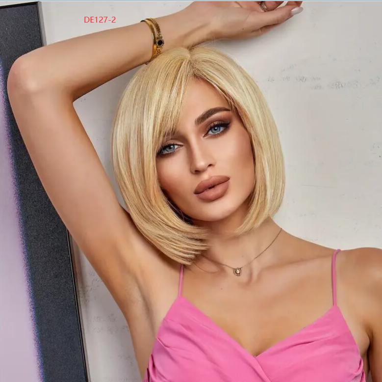 

ALAN EATON Коричневые синтетические парики Короткие прямые парики из натуральных волос с челкой для женщин Косплей Парик Лолиты Термостойкий