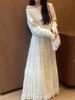 Korean-Style Loose Elastic Waist Pleated Skirt: Spring/Autumn Slim Fit, Gentle Large Hem, Long Skirt for Women