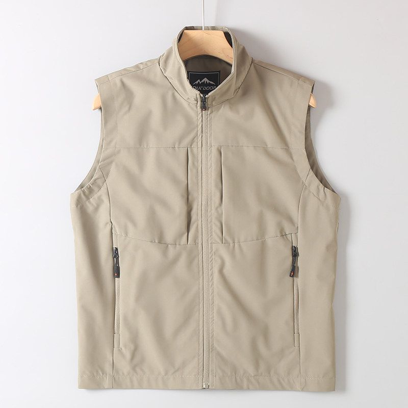 Original Foreign Trade Men's Clothing Surplus Stock Outdoor Stand Collar Multi-Pocket Workwear Casual Vest Loose Sleeveless Vest Trendy