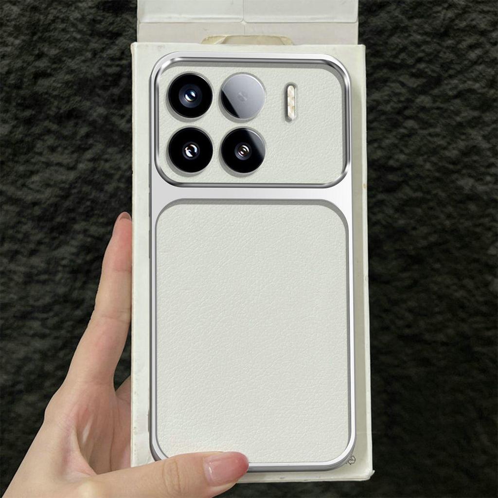 Premium Executive Leather Case for Xiaomi 15T Pro 15 Large Window Lens Protector Cover