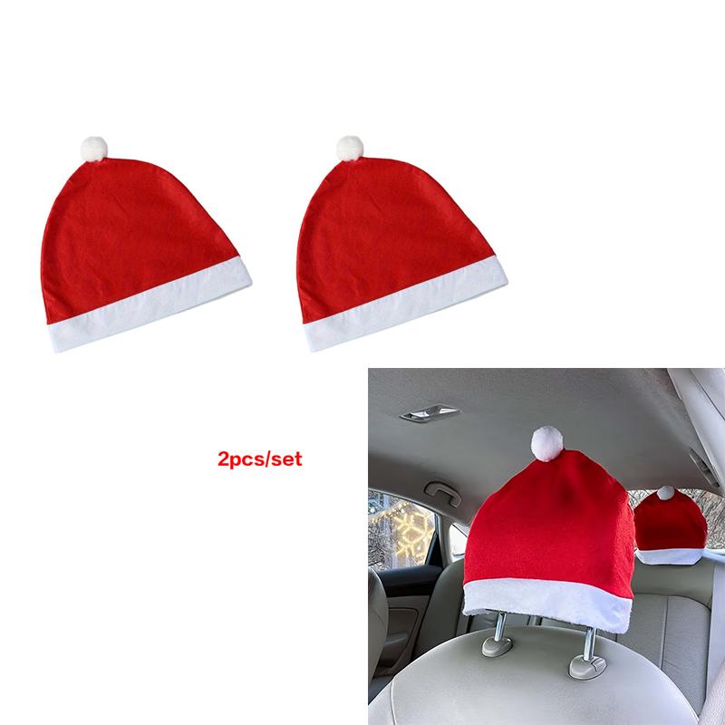 

2/4Pcs Christmas Chair Covers Christmas Car Seat Decorative Headrest Covers Chair Headrest Hats