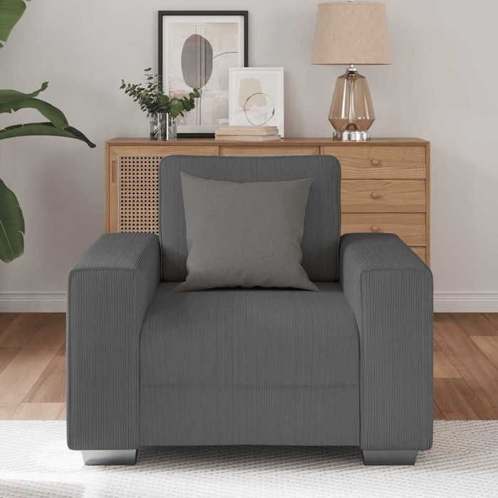 VidaXL Armchair Dark Grey 60 Cm Corduroy Fabric, Single Sofa, Comfort Sofa, TV Armchair, Sofa, Sofa Seat, 4105187