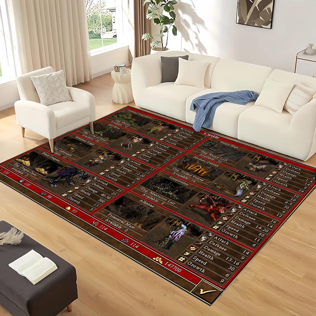 HOMM Game 9 Factions Races Stronghold Dwelling Creatures Heroes of Might and Magic Carpet Rug for Home Bedroom Sofa,Floor Mat