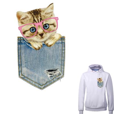 Katze Aufkleber Taschen Stil Wärmeübertragung Patches DIY süße waschbare 3D Eisen auf Parches für Jeans